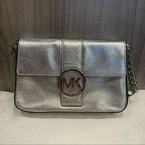 Michael Kors Silver Crossbody Bag, authentic 100%